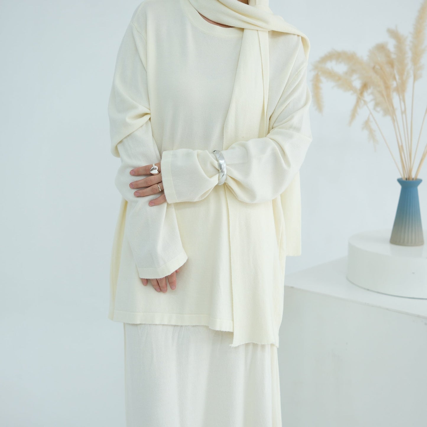 LM6609 Autumn and winter thickened knitted two-piece suit (excluding headscarf)