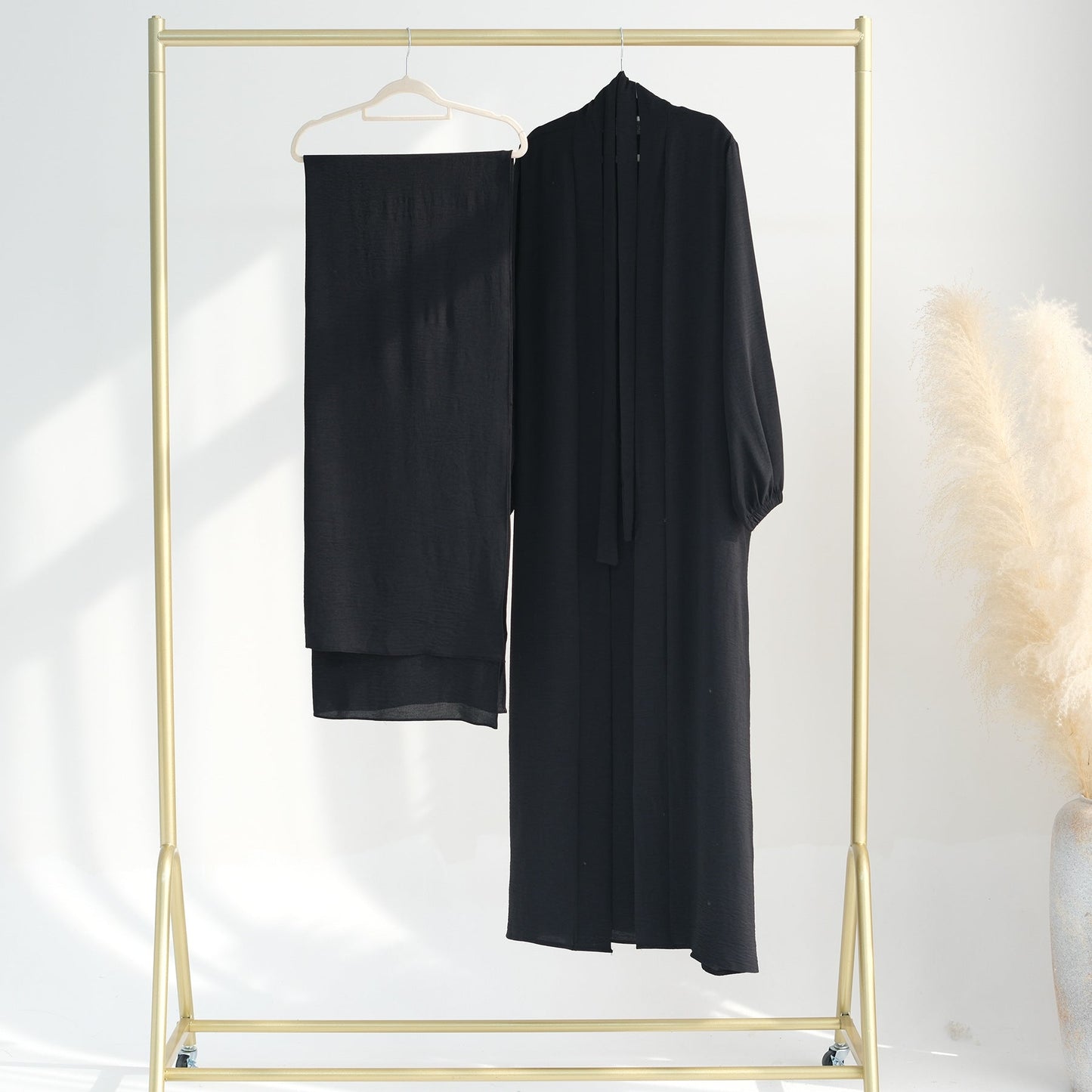 LUMAYA LUMAYA0995 3pcs Cardigan+without  Sleeves Inner Dress+Hijab