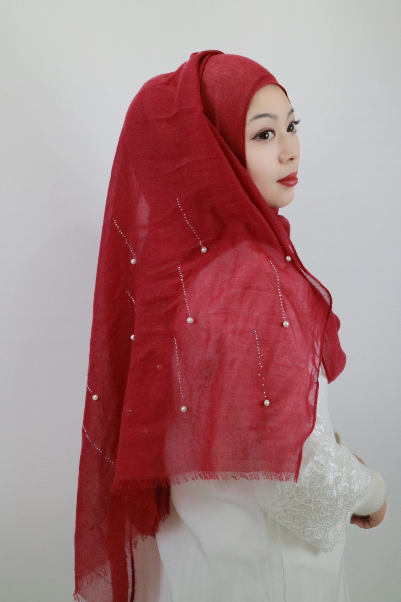 LUMAYA LM1106 Solid Color Scarf Long Beaded SLMwl Headband