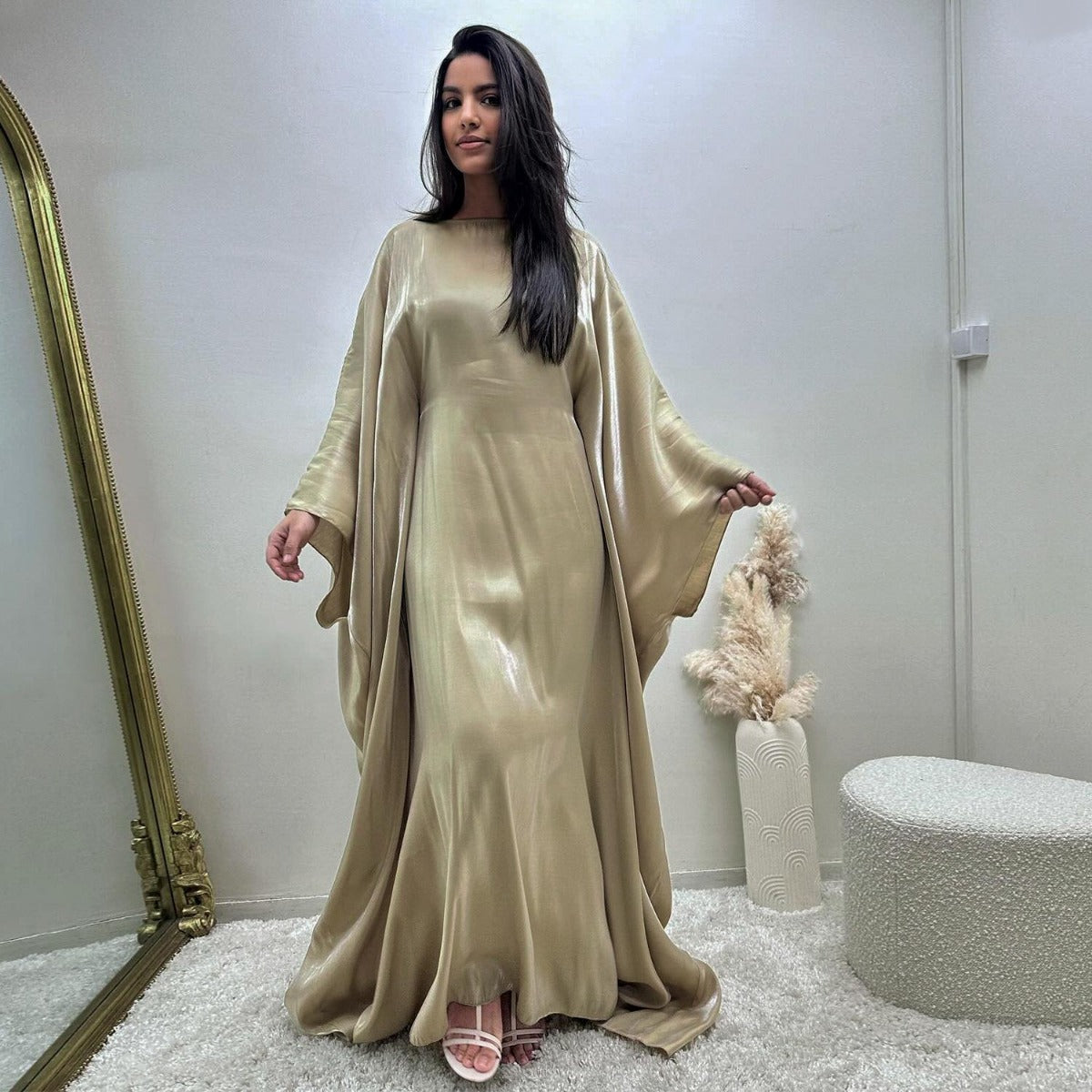 LM1348 Elegant Kaftan in Gold Cotton – 20 Vibrant Colors Available