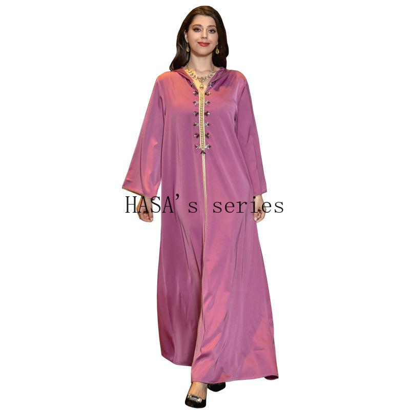 LMSA's Series  LM1231 Jeweled Ribbon Satin Home Dress Abaya
