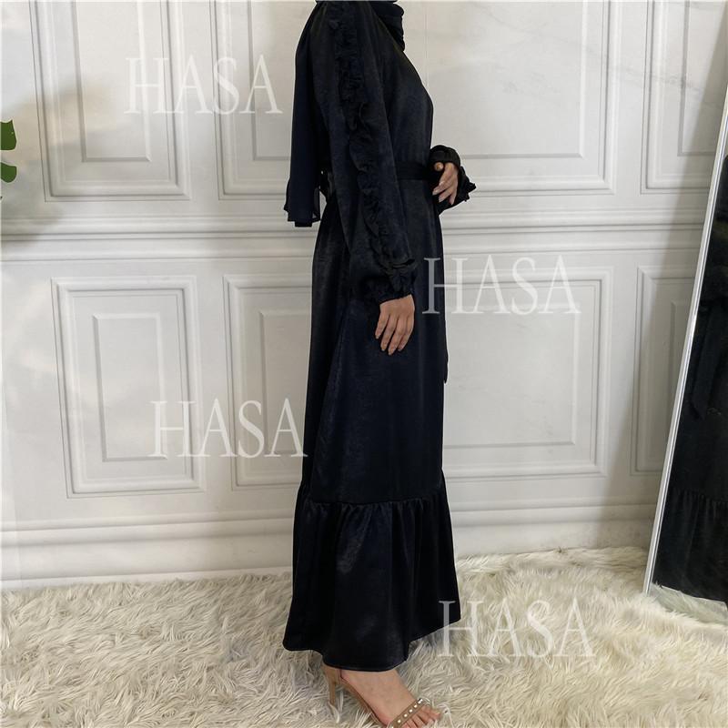 LM6591 Solid Color Turtleneck Long Sleeve Dress with Pleated Waistband