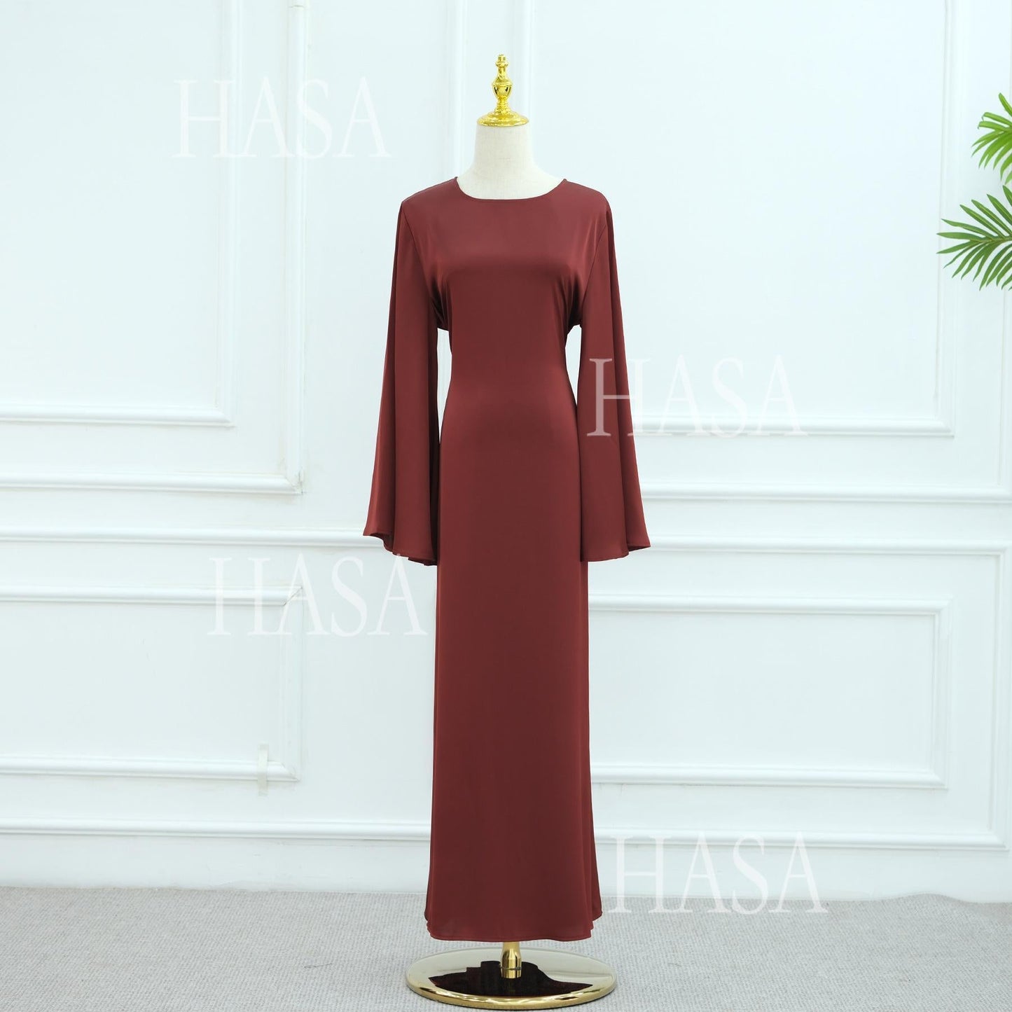 LUMAYA6491 Elegant Bell Sleeve Maxi Dress