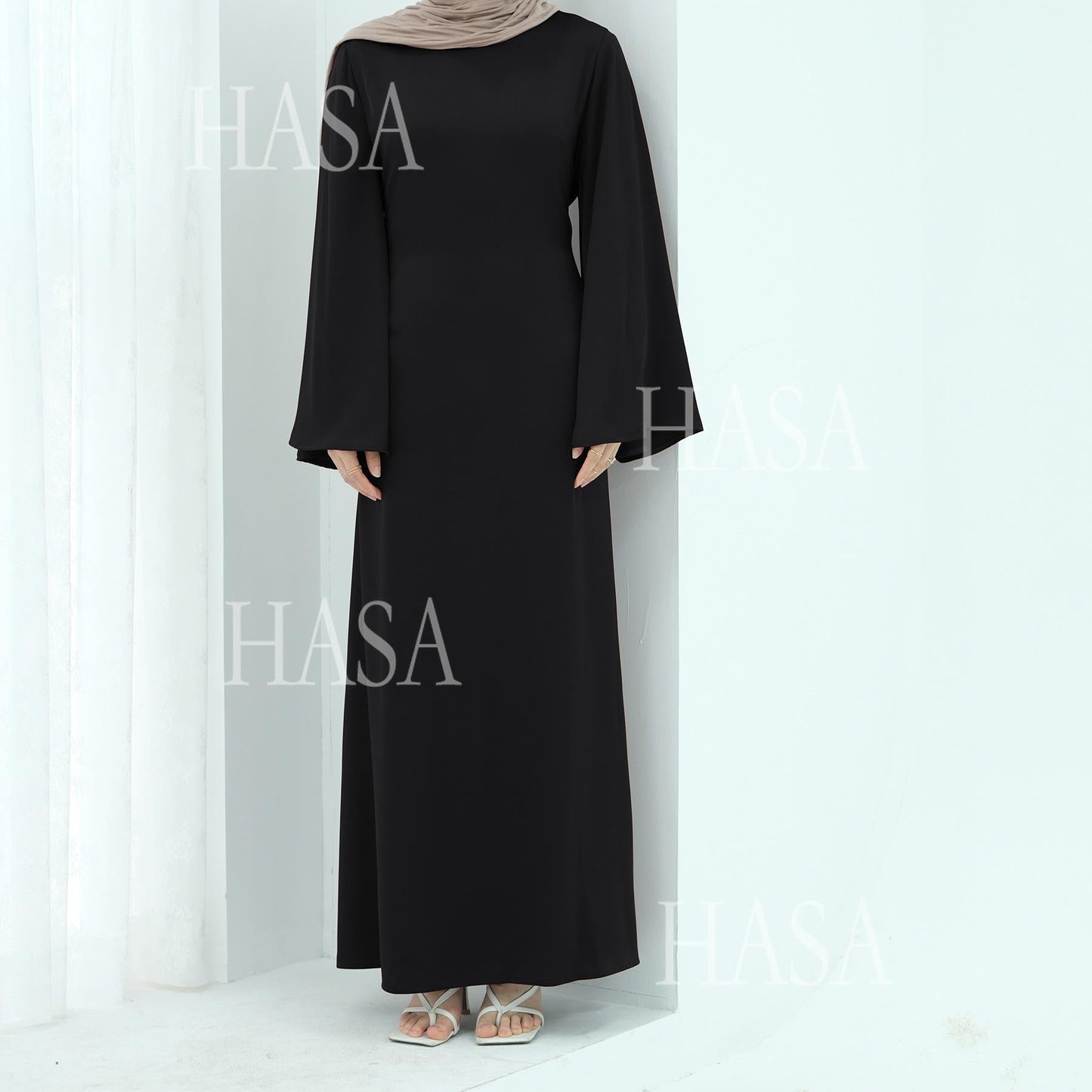 LUMAYA6491 Elegant Bell Sleeve Maxi Dress