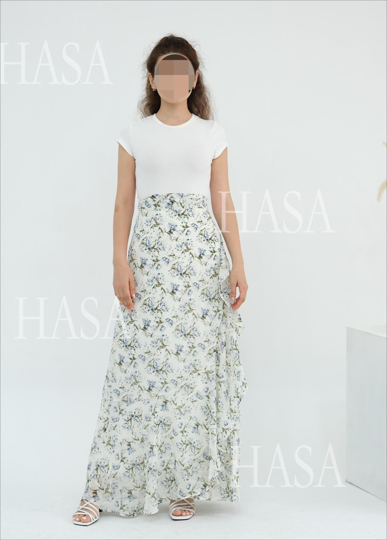 LM6580 Printed cardigan and skirt two-piece set