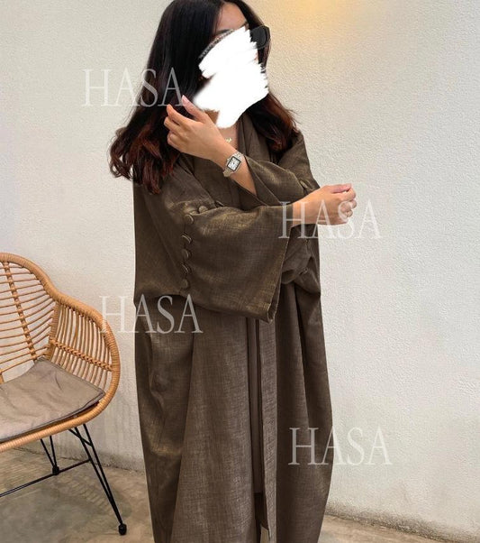 LUMAYA6561 Simple Style Large Size Long Cardigan Robe
