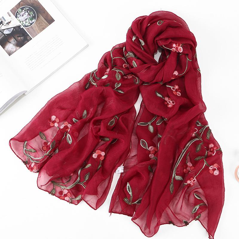 LUMAYA LM1132 Chiffon Flower Embroidered Scarf