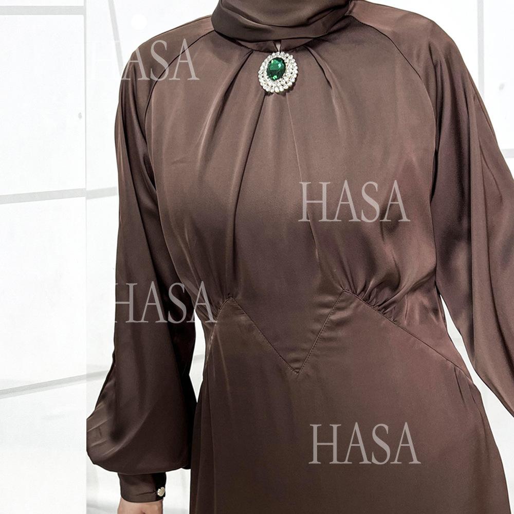 LUMAYA5859 High-end Silk Satin Robe (headscarf Not Included), Elegant Design Exudes Luxurious Texture