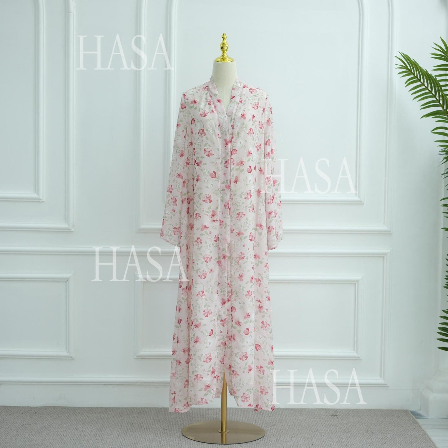 LUMAYA6515 Summer Printed Chiffon Jacket and Headscarf Two-Piece Set