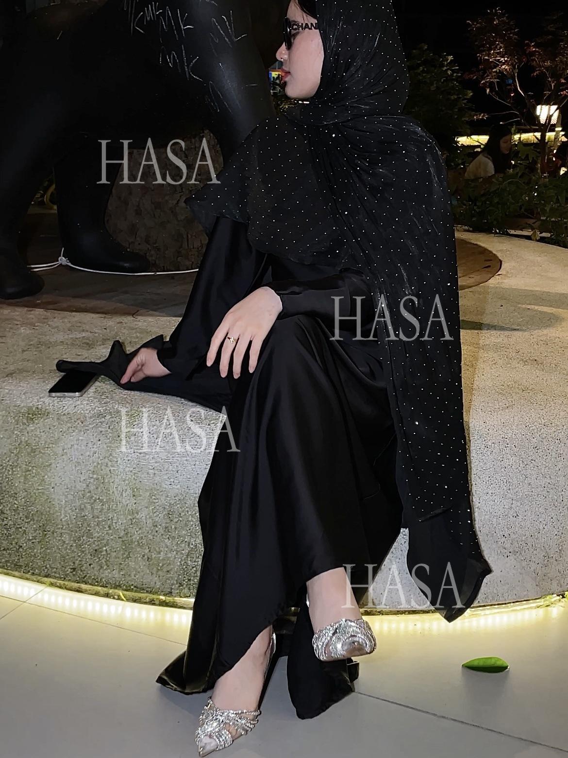 LUMAYA6477 Shiny robe two-piece set with rhinestone sLUMAYAwl decoration