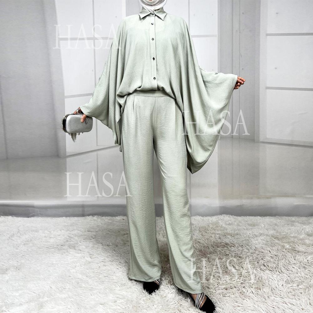 LUMAYA5855 High-end Crepe Linen Two-piece Suit (headscarf Not Included), Stylish and Simple, Showing Elegance