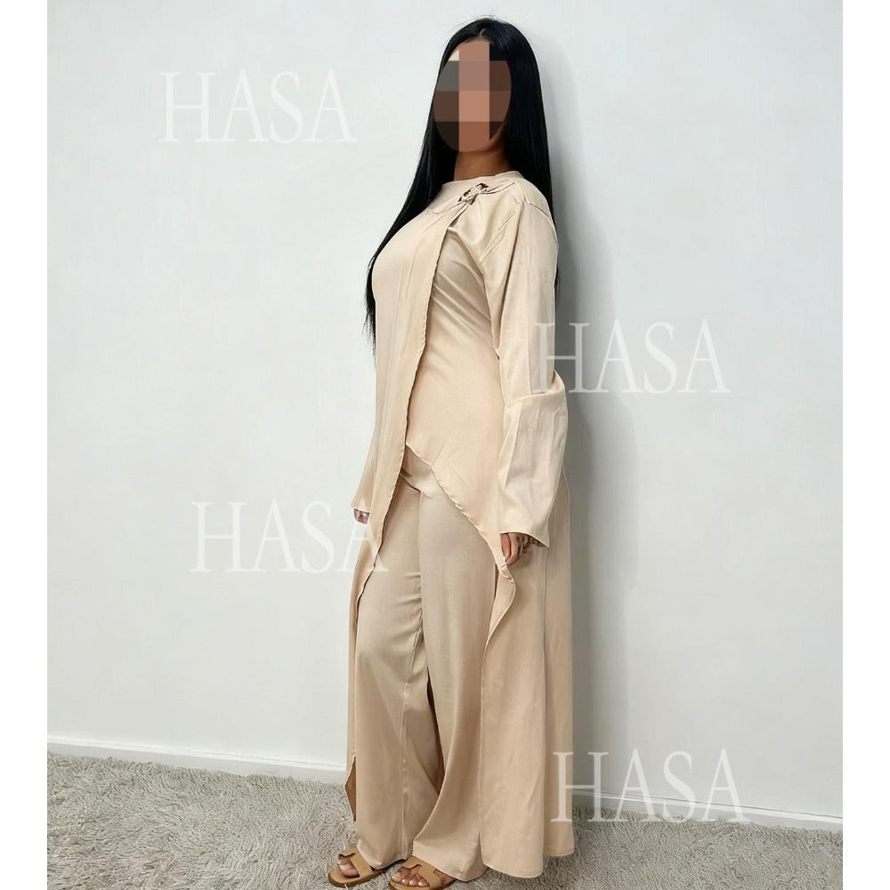 LM6605 Stylish asymmetrical two-piece set (with optional headscarf)