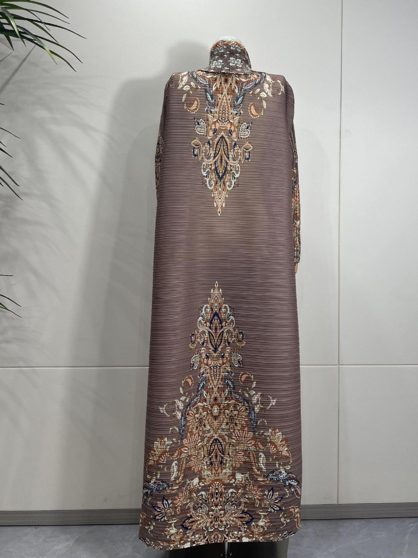 LUMAYA6715 Timeless Taupe  Elevated Abaya with Luxurious Patterned Details