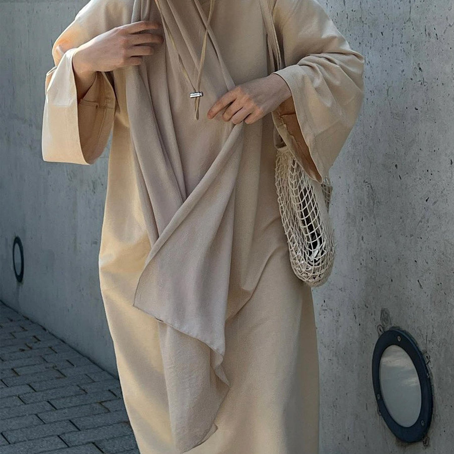 LUMAYA LUMAYA1089 Solid Color Hoodie Dress