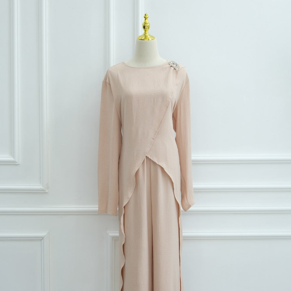 LM6605 Stylish asymmetrical two-piece set (with optional headscarf)