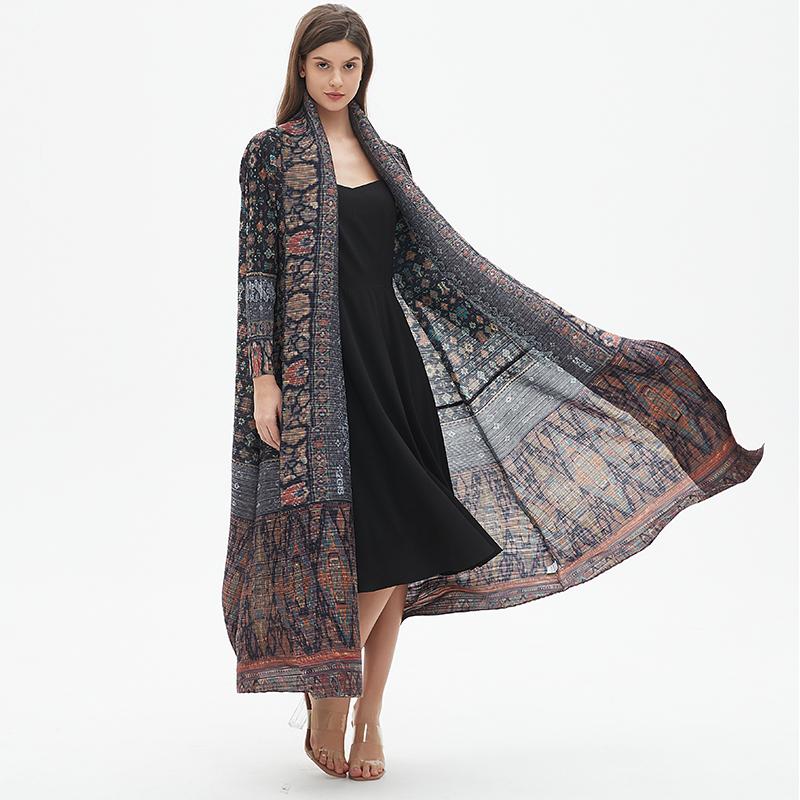 LUMAYA6727 Multicolor Printed Abaya with Traditional Motifs