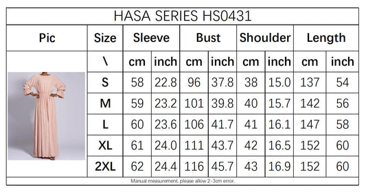 LUMAYA0434 Muslim Ladies Stretch Crumpled Sprinkle Gold Dress Solid Color Bell Sleeve Long Dress