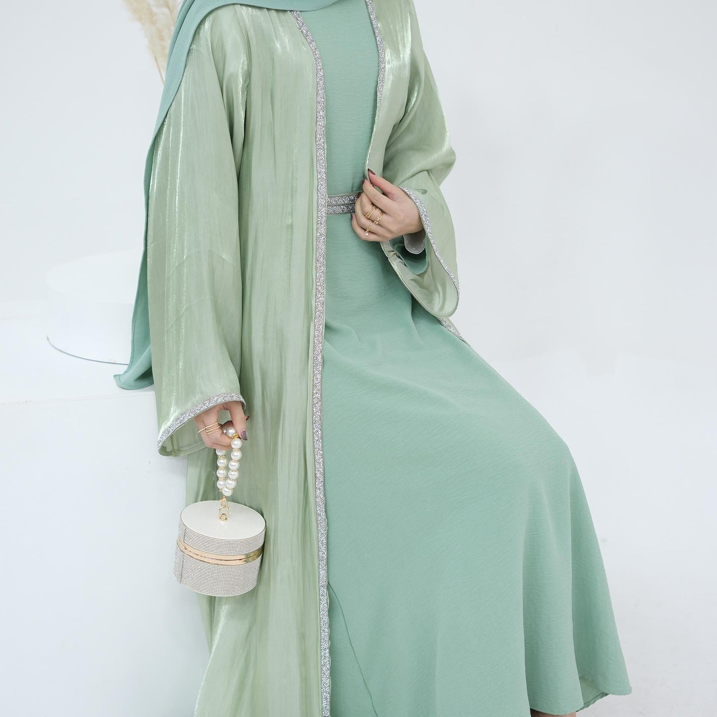 LUMAYA LM1185 3pcs Set Cardigan+Inner Dress+Hijab