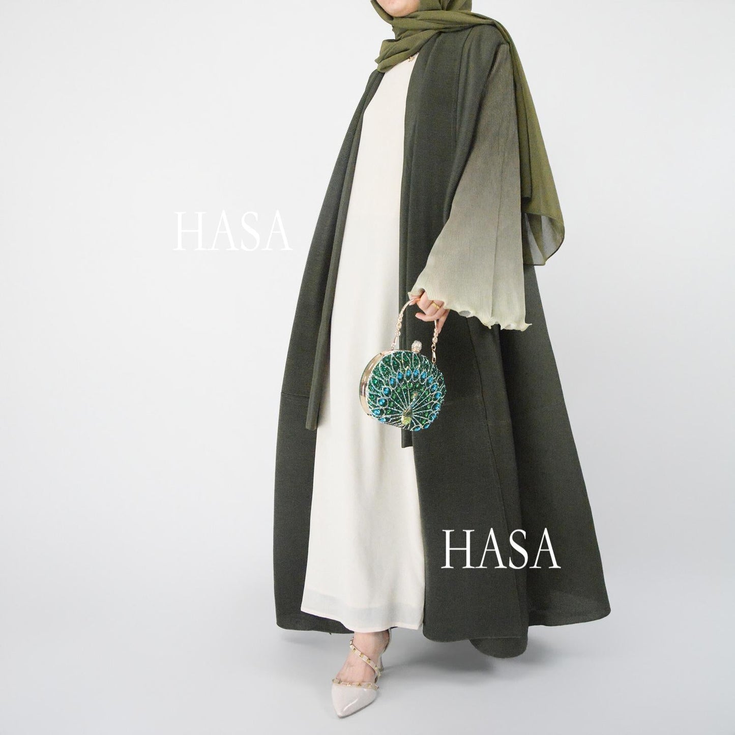 LUMAYA6360 Summer Ombré Gradient Abaya with Pleats and Fluted Bell Cuffs