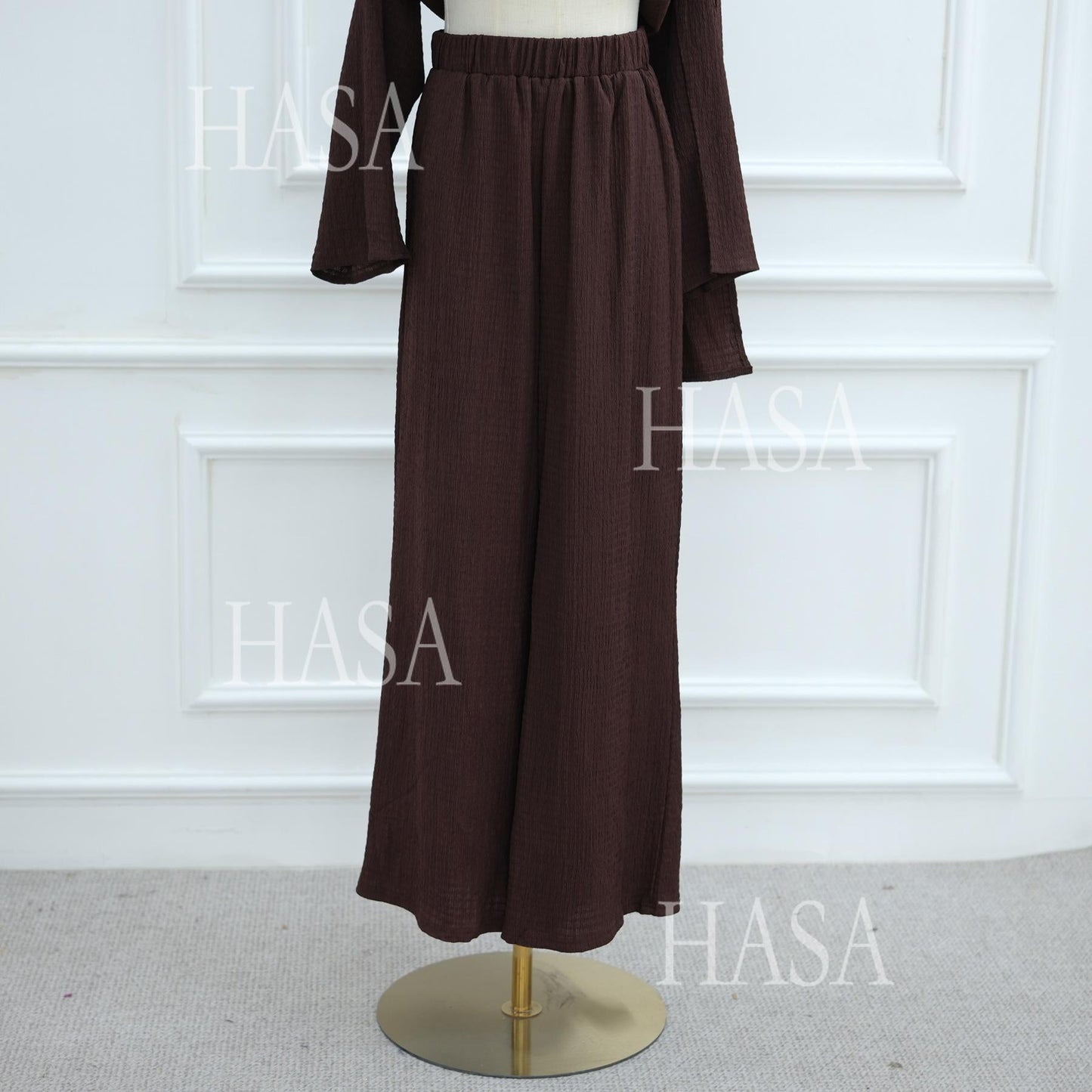LM6568 Solid Color Design Top + Pants Two-piece Set for Daily Personality Wear