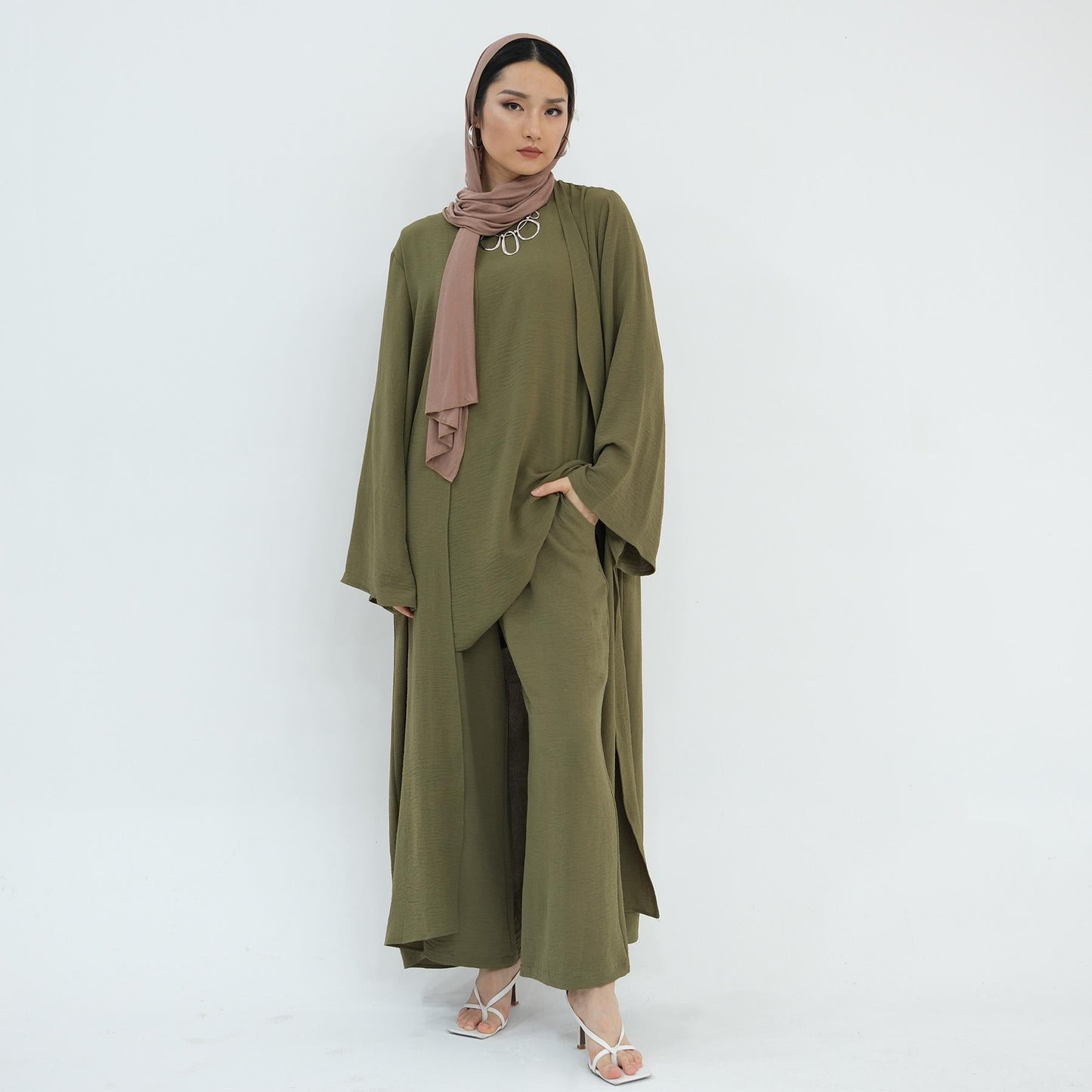 LM5107 Classic Solid Color Three-piece Suit - Loose Long Design Combination