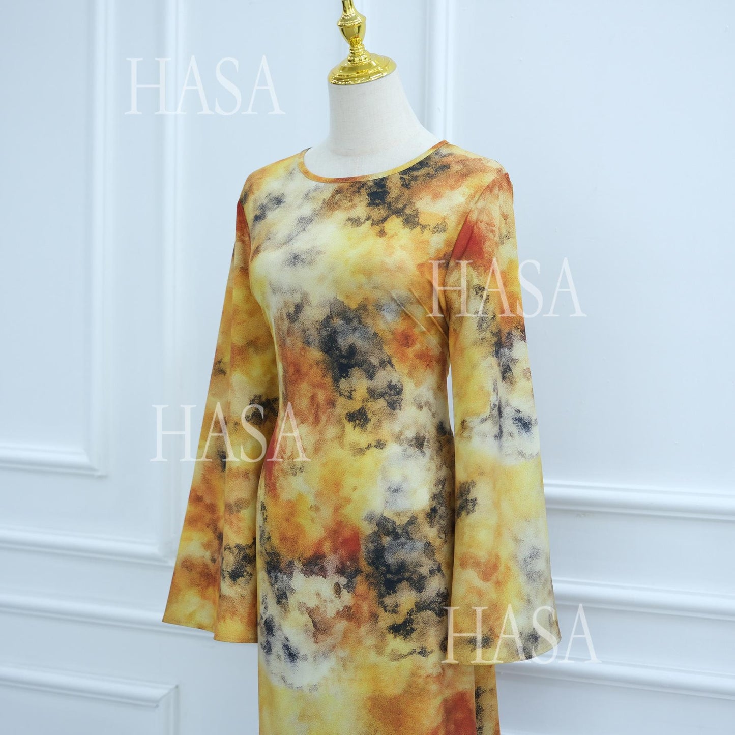 LUMAYA6550 Elegant Printed Abaya with Long Sleeves