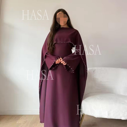 LUMAYA6697 Robe Decorated with Pearls and Beads.