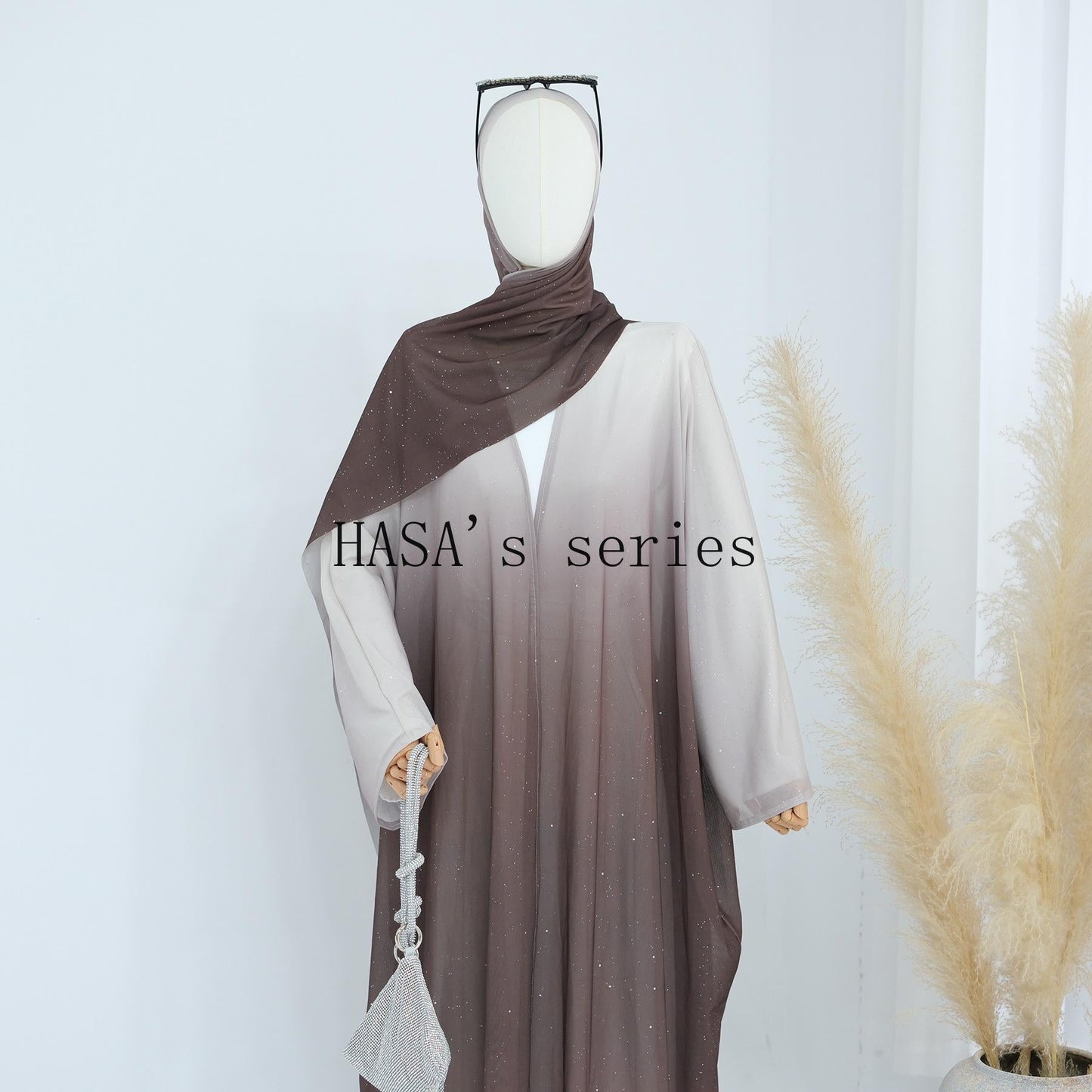 LUMAYA4839 Gradient Sequined Long Cardigan