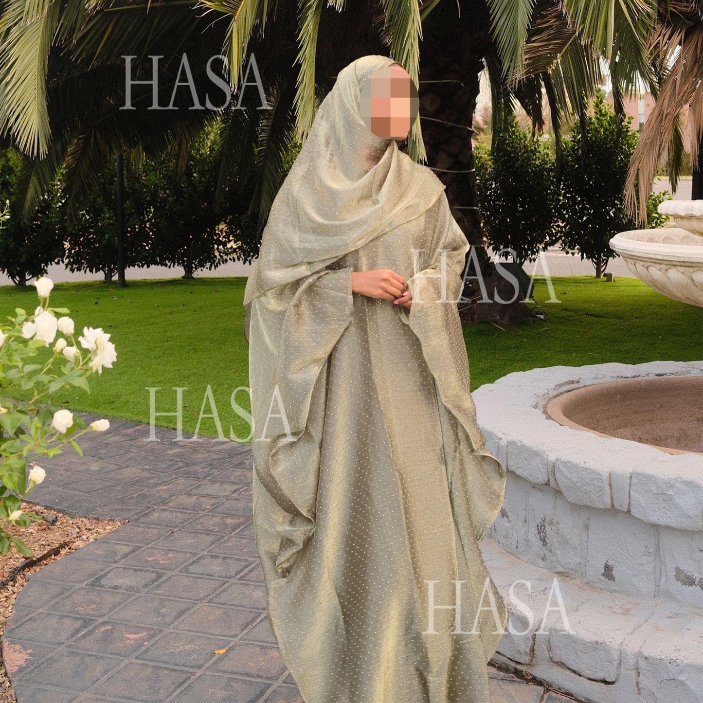 LUMAYA6493 Lightweight Ice Flower Ruffle Textured Rhinestone Robe Three-Piece Set