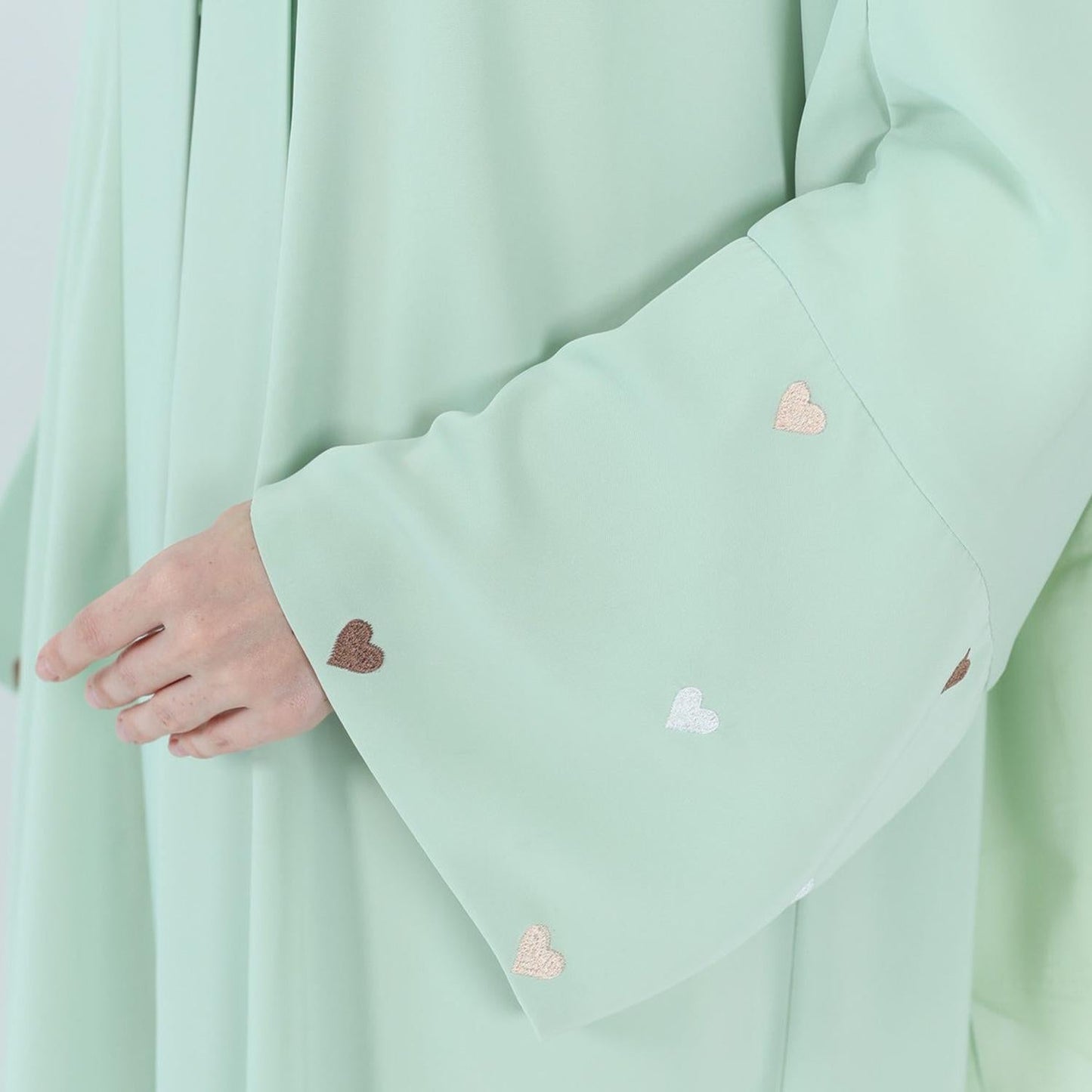 LM1502 Macaroon Color Summer Thin Sleeve Heart Embroidered Robe Cardigan