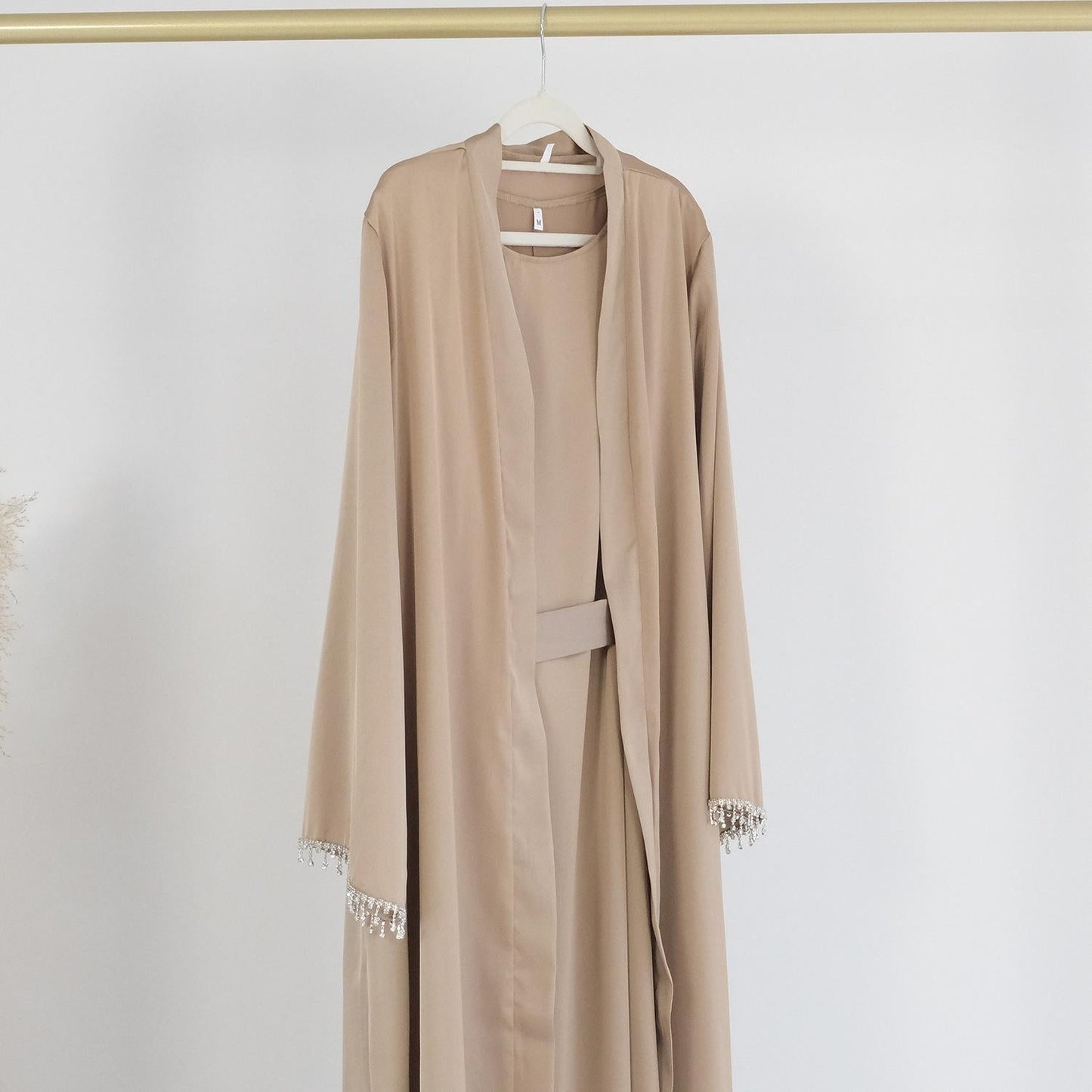 LUMAYA LUMAYA1047 1pcs Solid Color Beaded Cardigan Robe