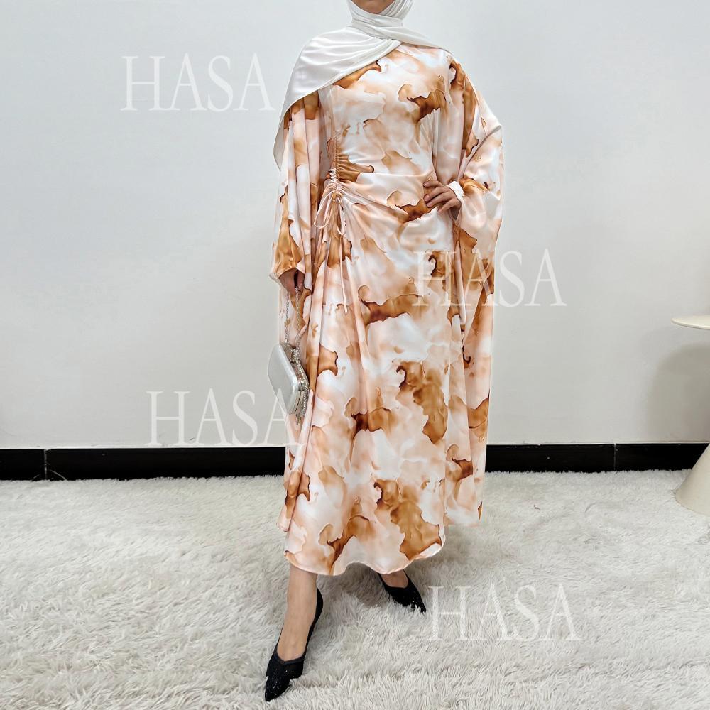 LUMAYA6502 Loose-fitting Printed Robe (headscarf Not Included)