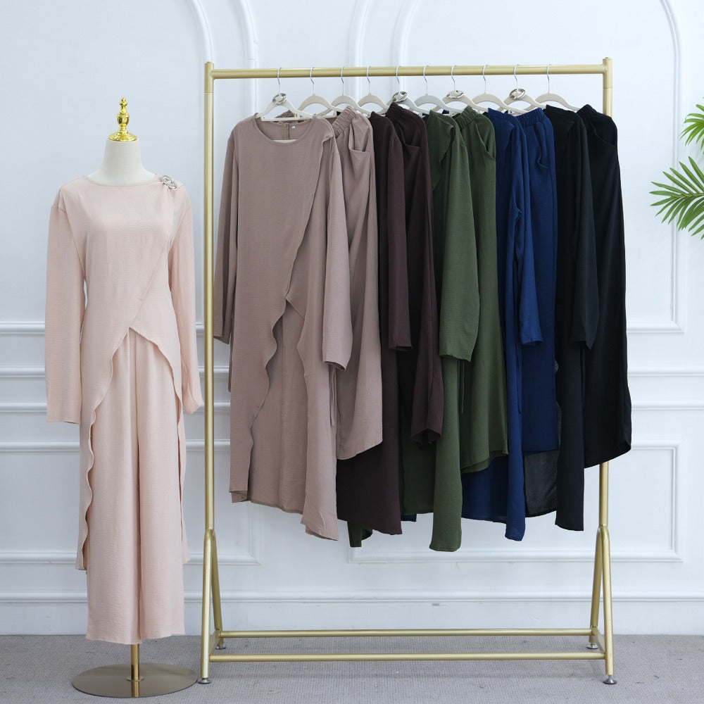LM6605 Stylish asymmetrical two-piece set (with optional headscarf)