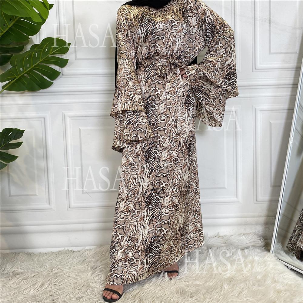 LM6590 Fashionable Printed Loose-fitting Dress with Lace-up Design and Wide Swing