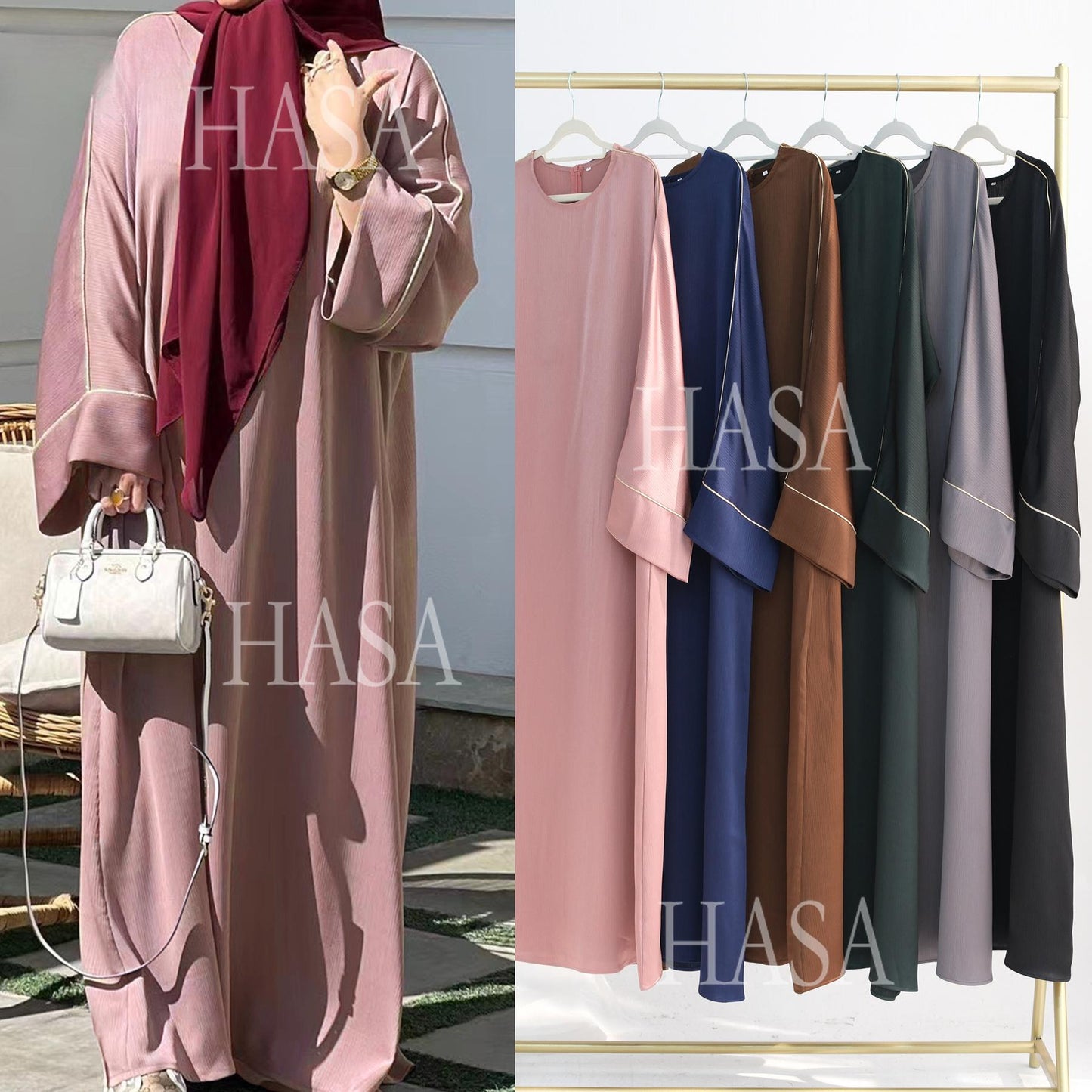 LUMAYA5876 Robe with Detailed Design and Gentle Texture for Daily Light Wear abayas