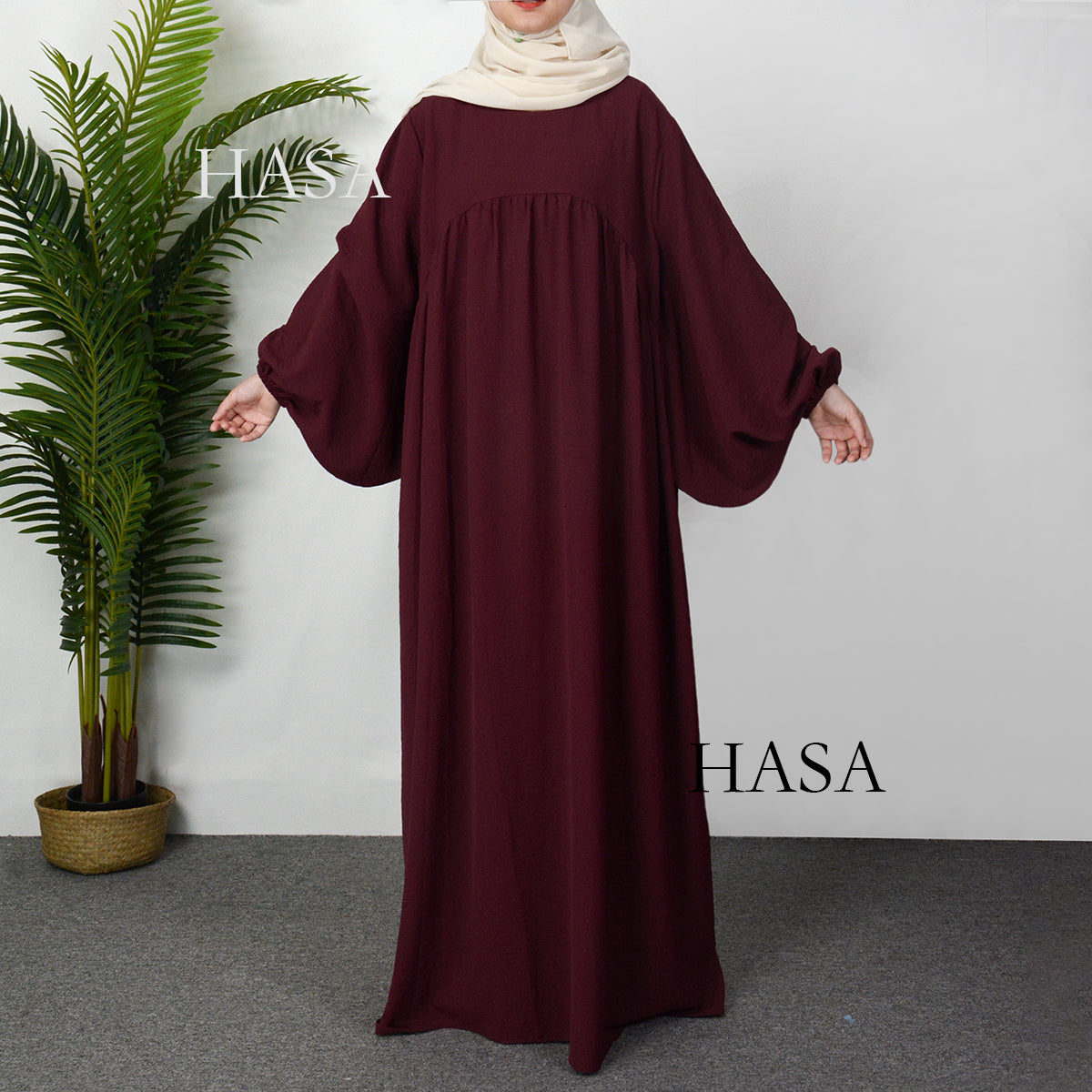 HAYA0429 Muslim OverSize Abaya with special Bubble sleeves for all body Shape