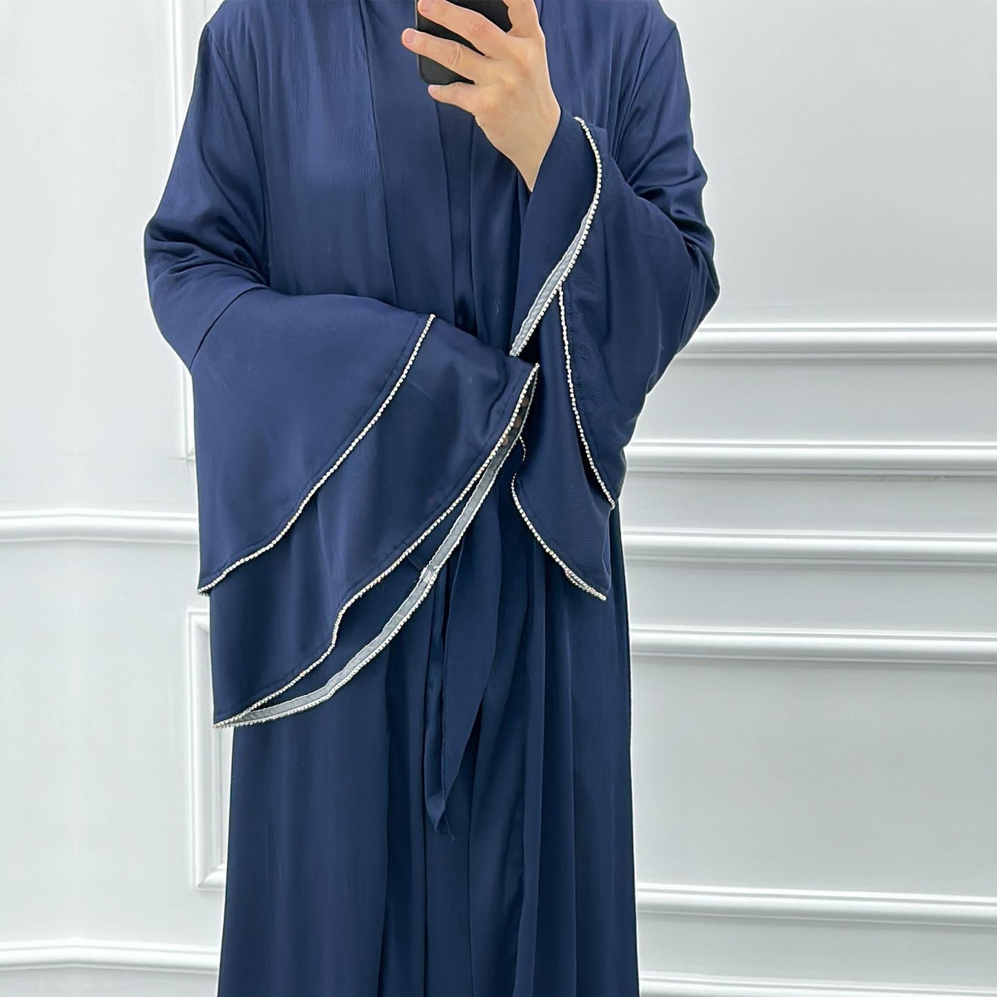 LUMAYA LM1188 3pcs Set Satin Cardigan+Inner Dress+Special Belt