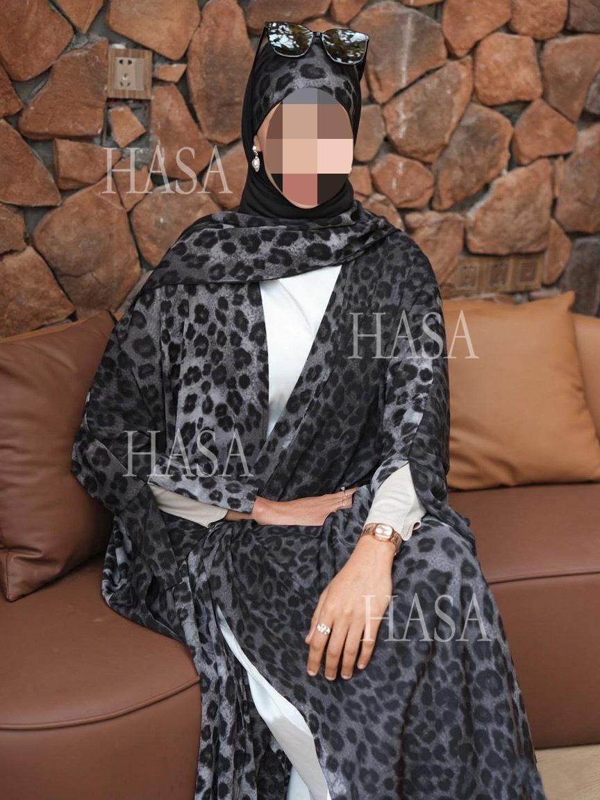 LM6576 Women's Printed Cardigan Abaya (with Optional Matching Headscarf)