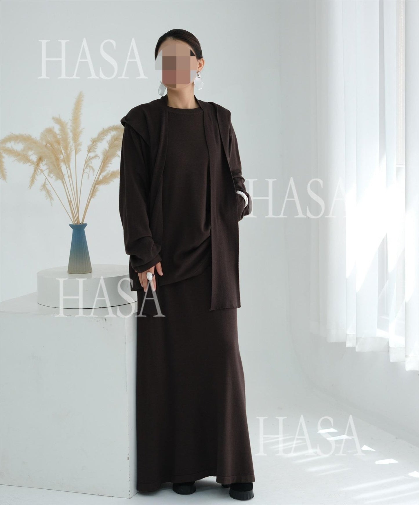 LM6609 Autumn and winter thickened knitted two-piece suit (excluding headscarf)