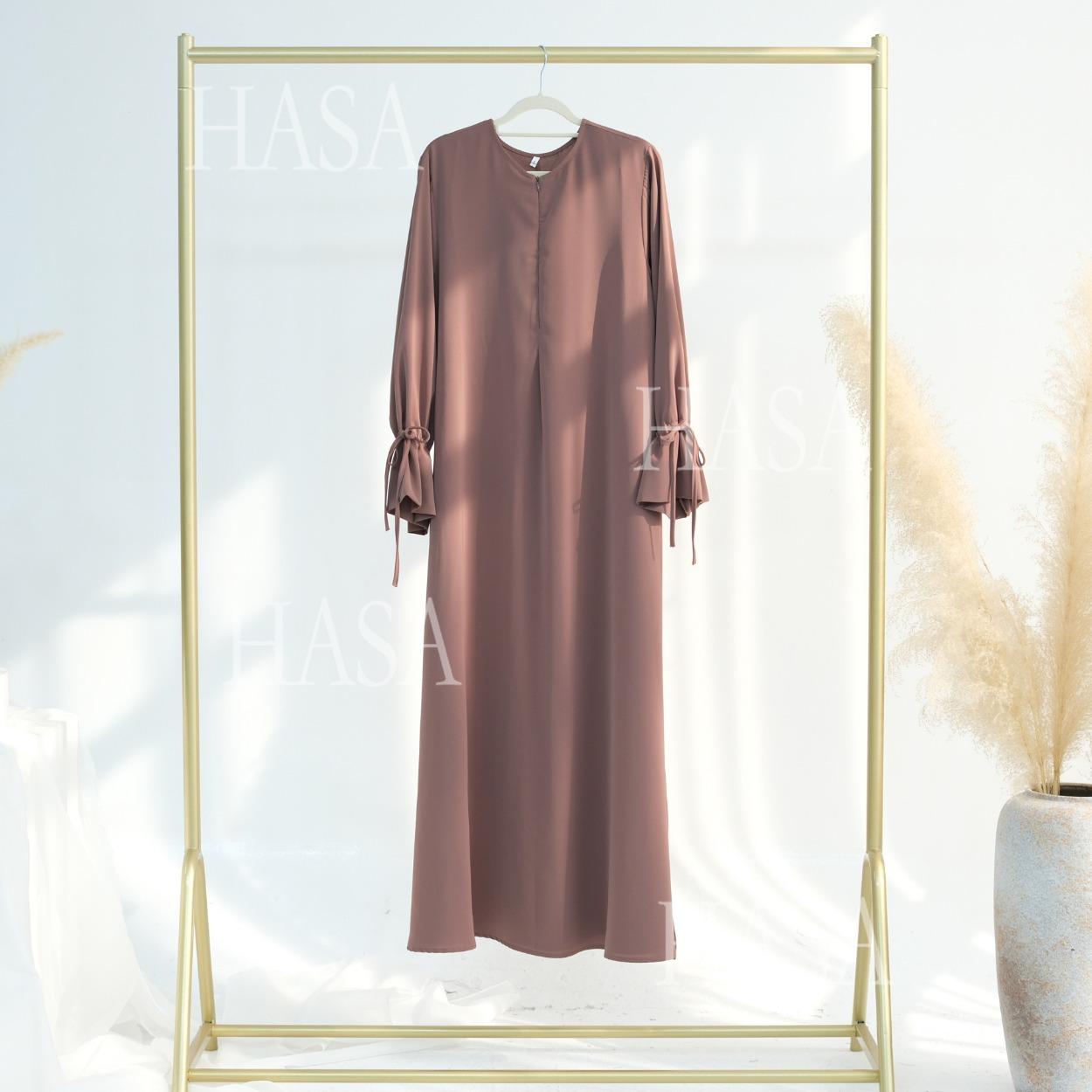LUMAYA5861 Solid Color Sleeve Robe (without Headscarf), Elegant Temperament Instantly abaya girl