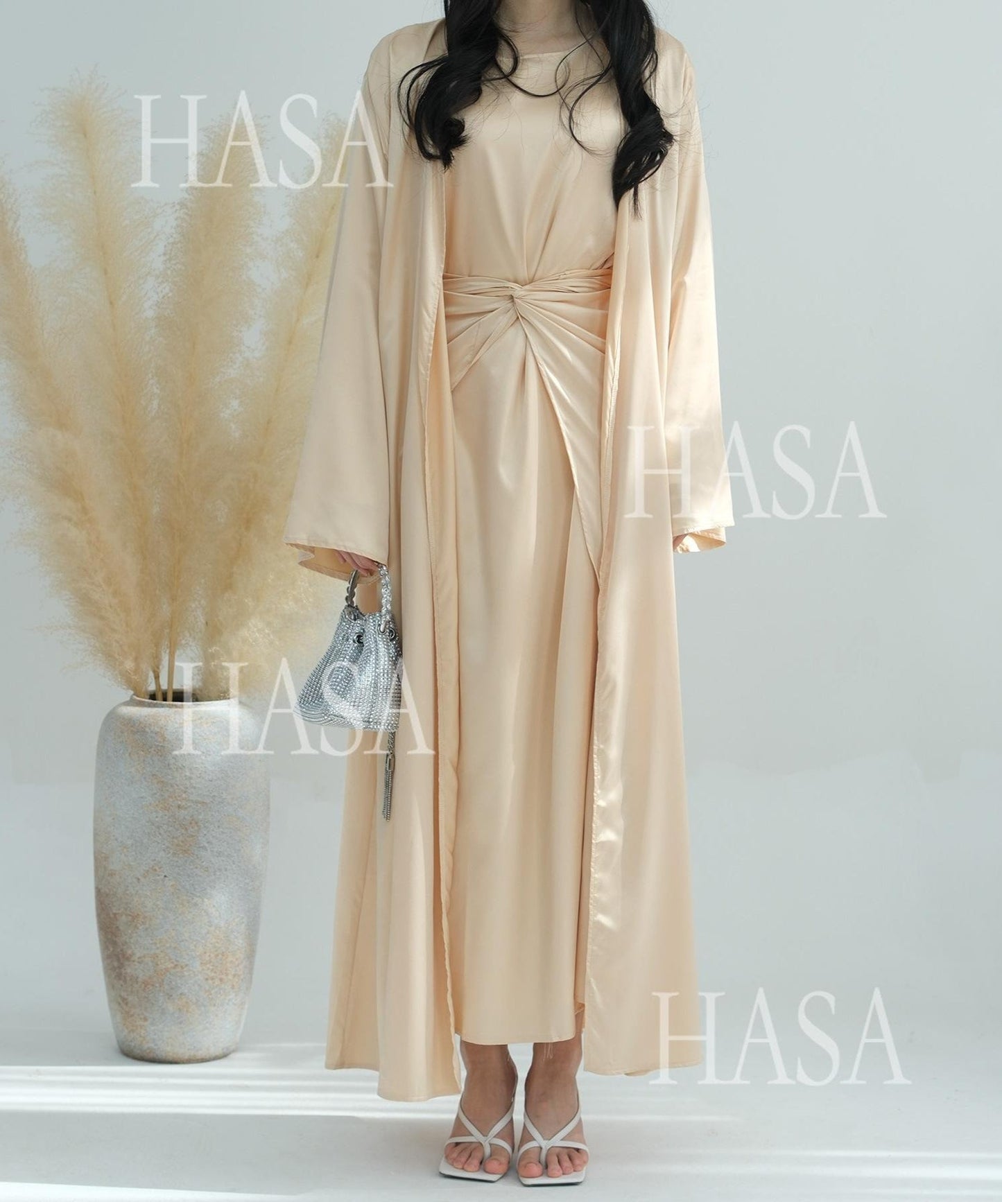 LM6581 Solid color three-piece women's long skirt suit