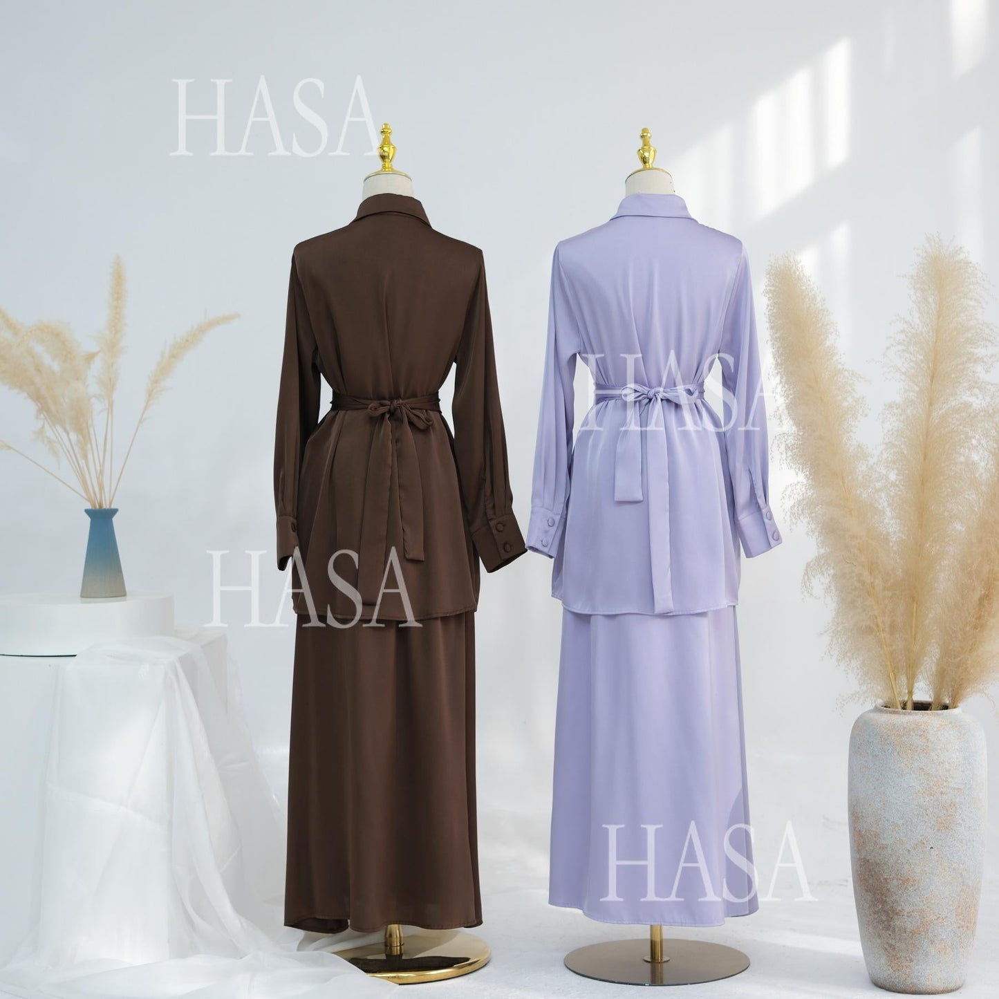 LUMAYA5874 Gentle Lace-up Two-piece Suit, Simple Texture, First Choice for Daily Wear abaya girl