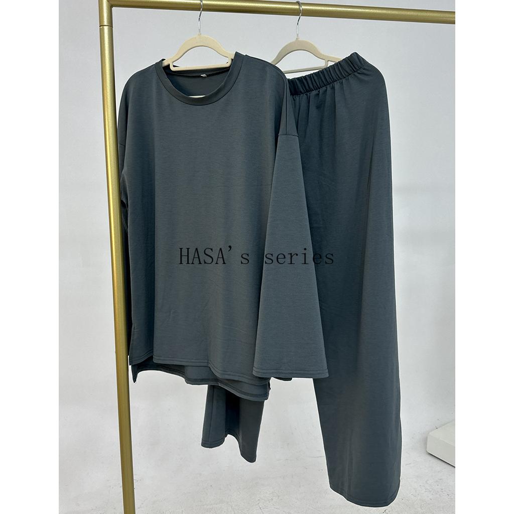 LUMAYA5488 Fashionable and Comfortable Loose Two-piece Suit - Simple Solid Color Design two  piece co  ords