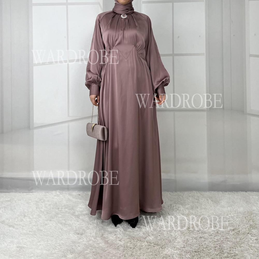 LUMAYA5859 High-end Silk Satin Robe (headscarf Not Included), Elegant Design Exudes Luxurious Texture