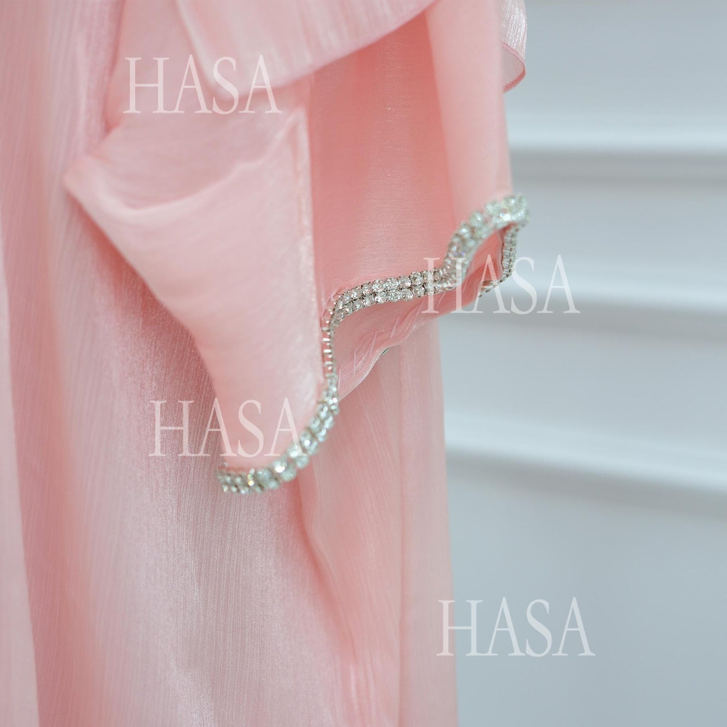 LUMAYA6553  Two-Piece Solid Abaya with Beaded Details and Matching Scarf Option