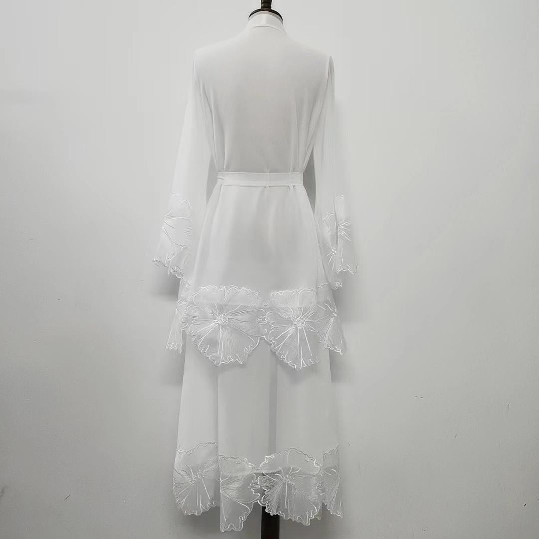 LUMAYA LUMAYA1025 1pcs Lace Embroidery Double-Layer Cardigan