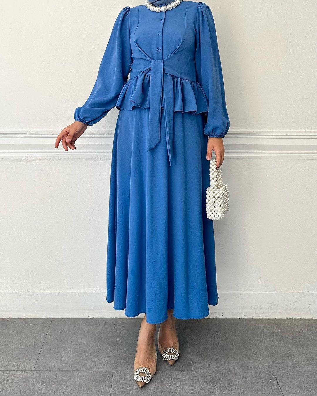 LUMAYA LUMAYA0825 2pcs Set Long Sleeve Shirt with Dress