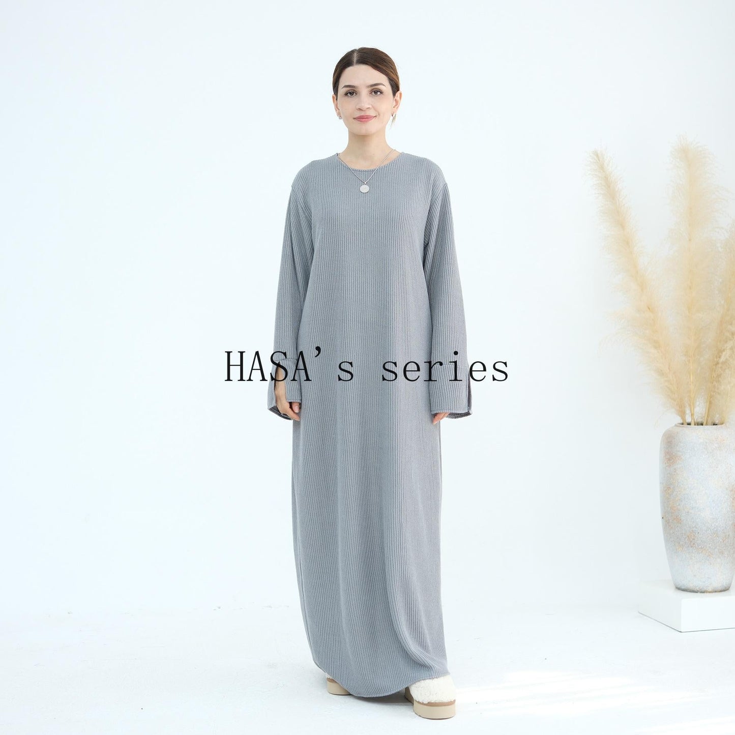 LUMAYA5440 Large Sleeve Thick Knitted Sweater Dress - Loose and Elegant Long Dress party  wear red dress thick  thigh 2  part bow  outfits