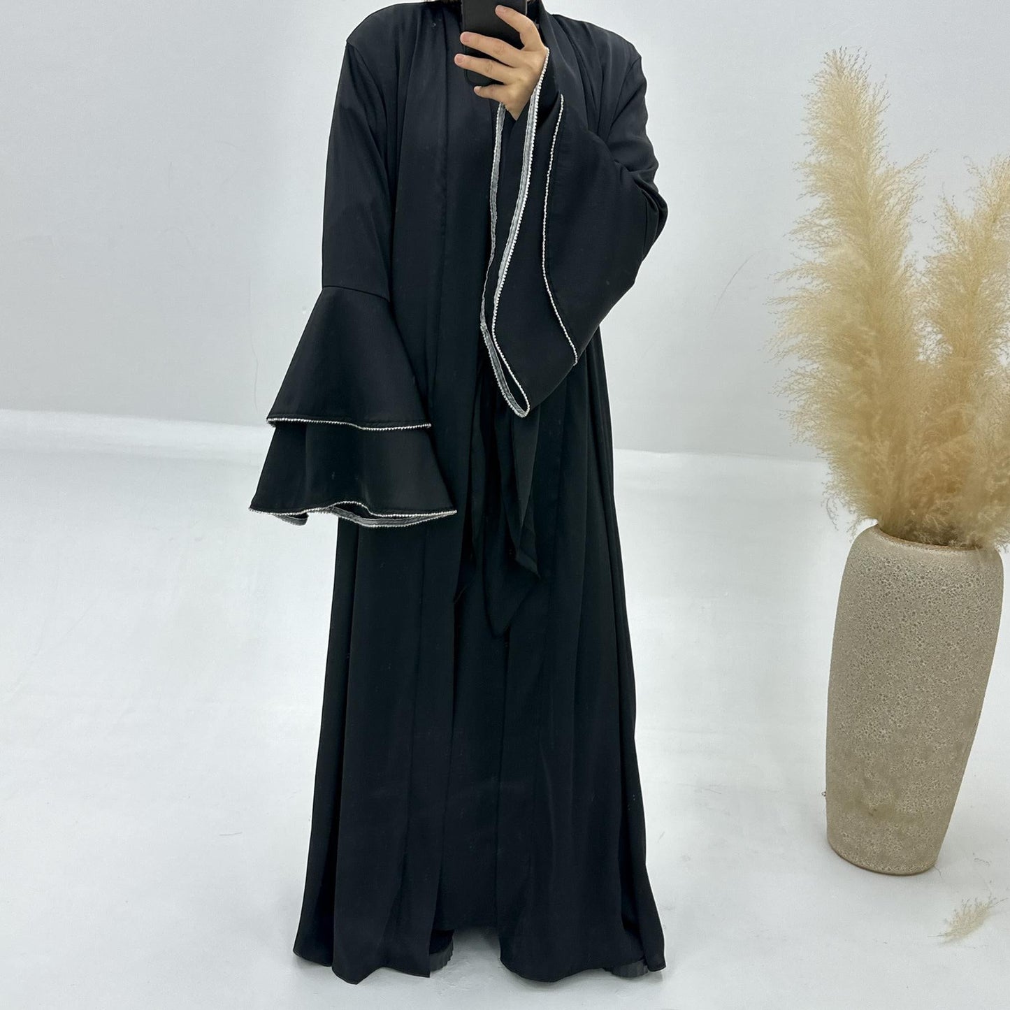 LUMAYA LM1188 3pcs Set Satin Cardigan+Inner Dress+Special Belt