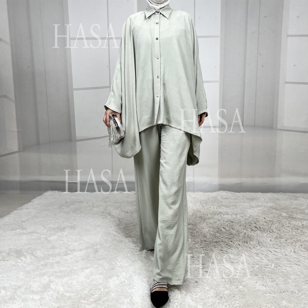 LUMAYA5855 High-end Crepe Linen Two-piece Suit (headscarf Not Included), Stylish and Simple, Showing Elegance